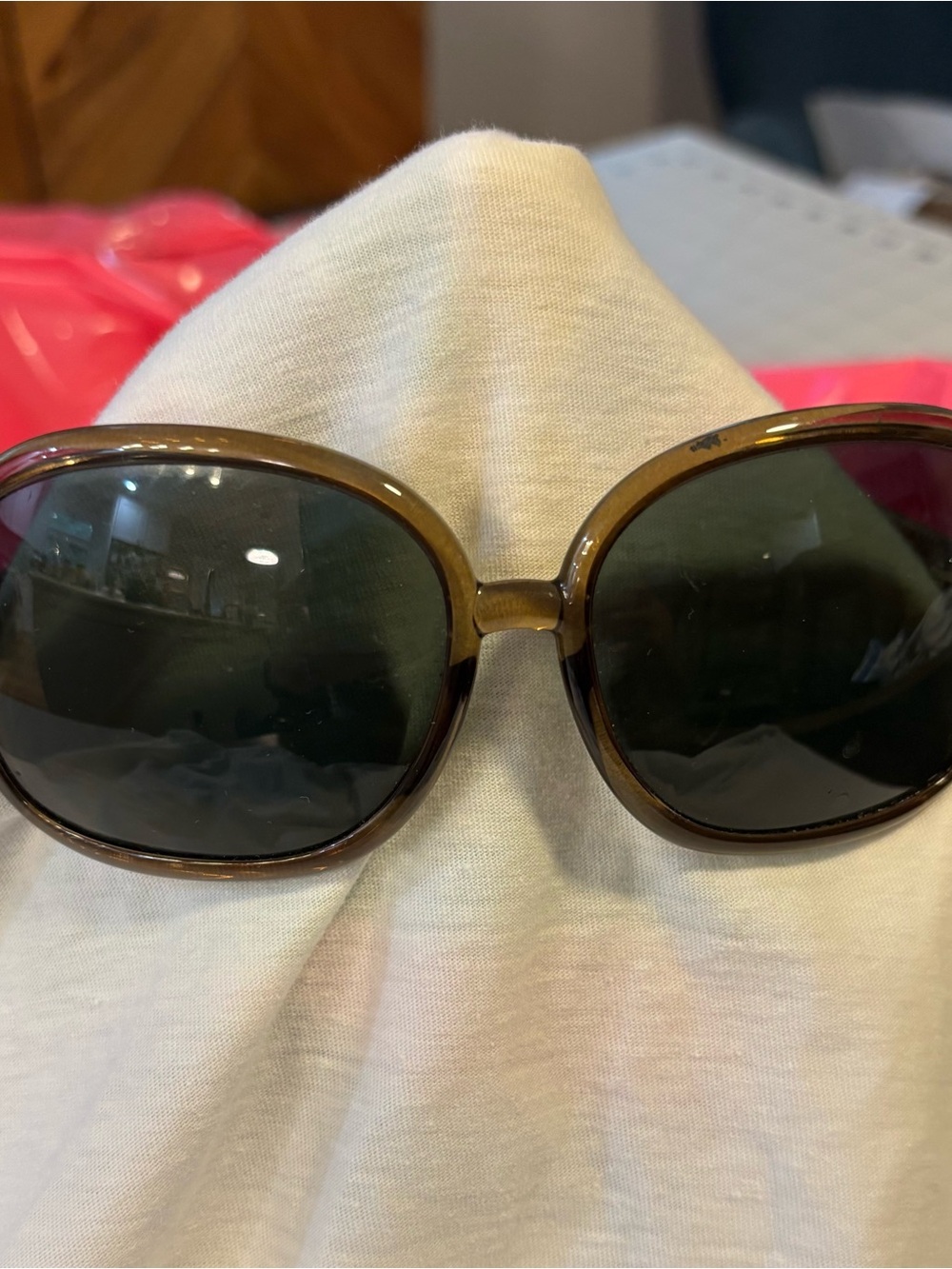 Burberry Brown Oval Sunglasses with Dark Lenses